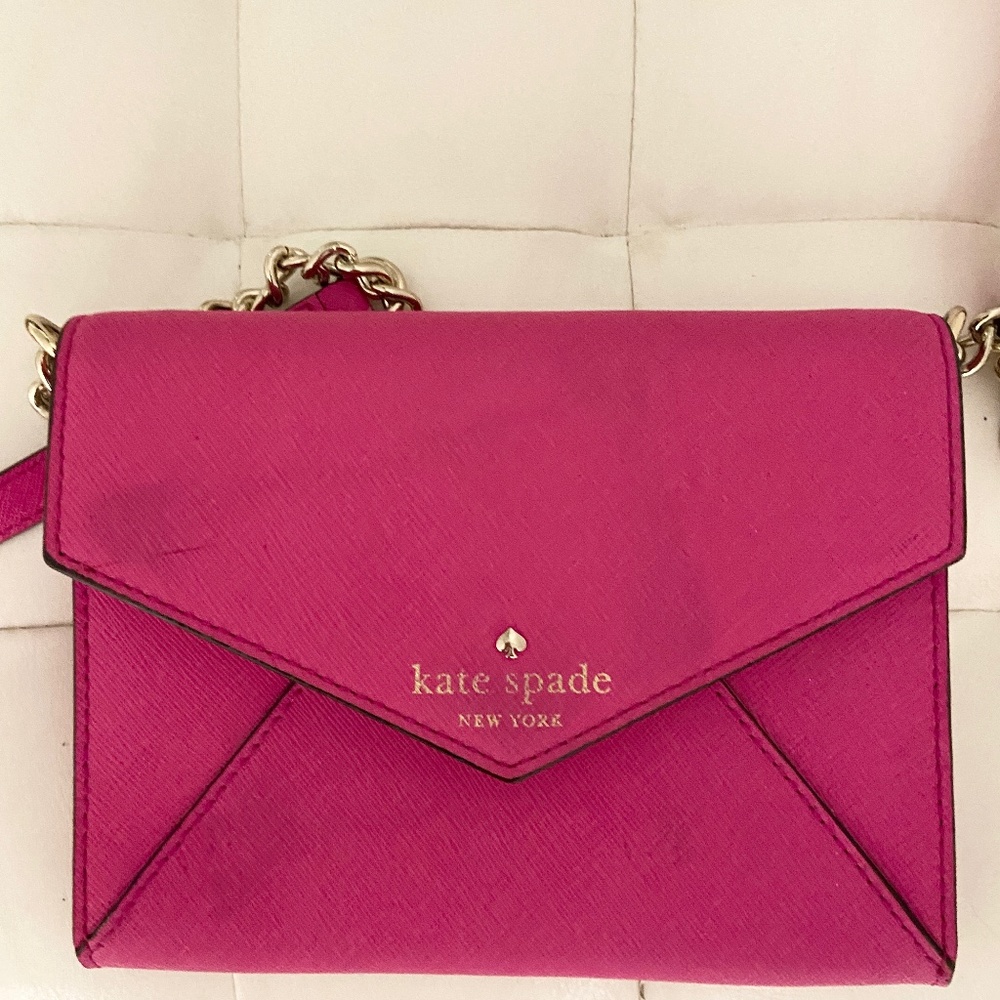 kate spade Hot Pink Envelope Crossbody with Gold Chain - Picture 3 of 5
